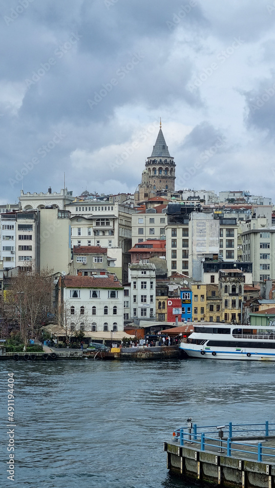 View of old city oer the Golden Horn with Galat Towe on top Istanbul