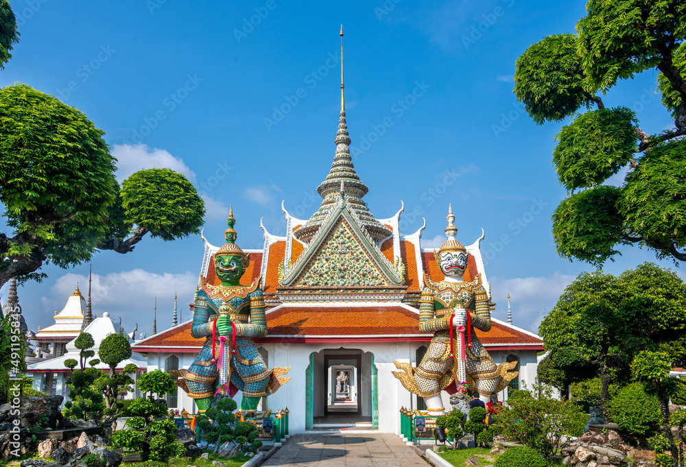 Statues at the Wat Arun Buddhist Temple in Bangkok