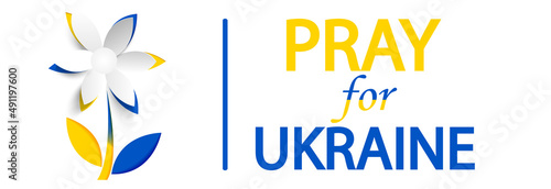 Pray For Ukraine.Ukraine flag icons in the shape of flower .Support Ukraine.Save Ukraine.Stop War.Pray.