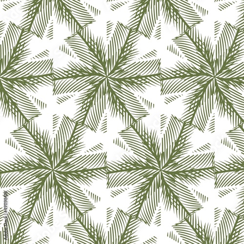 Christmas decorative pattern of green snowflakes