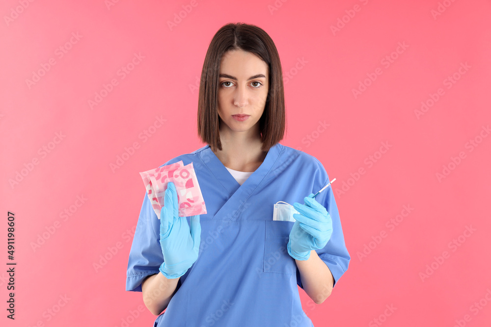 Concept of healthcare worker with young woman Concept of healthcare worker with young woman