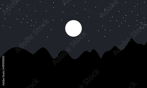 landscape of mountain in the night in winter 