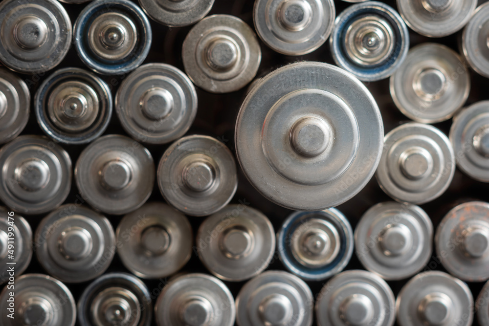 AA batteries background closeup view AA batteries background closeup view
