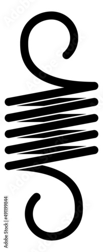 Extension spring with hooks. Metal coil helix icon