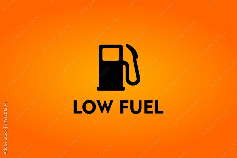Low Fuel warning message on an amber background Low Fuel warning message on an amber background