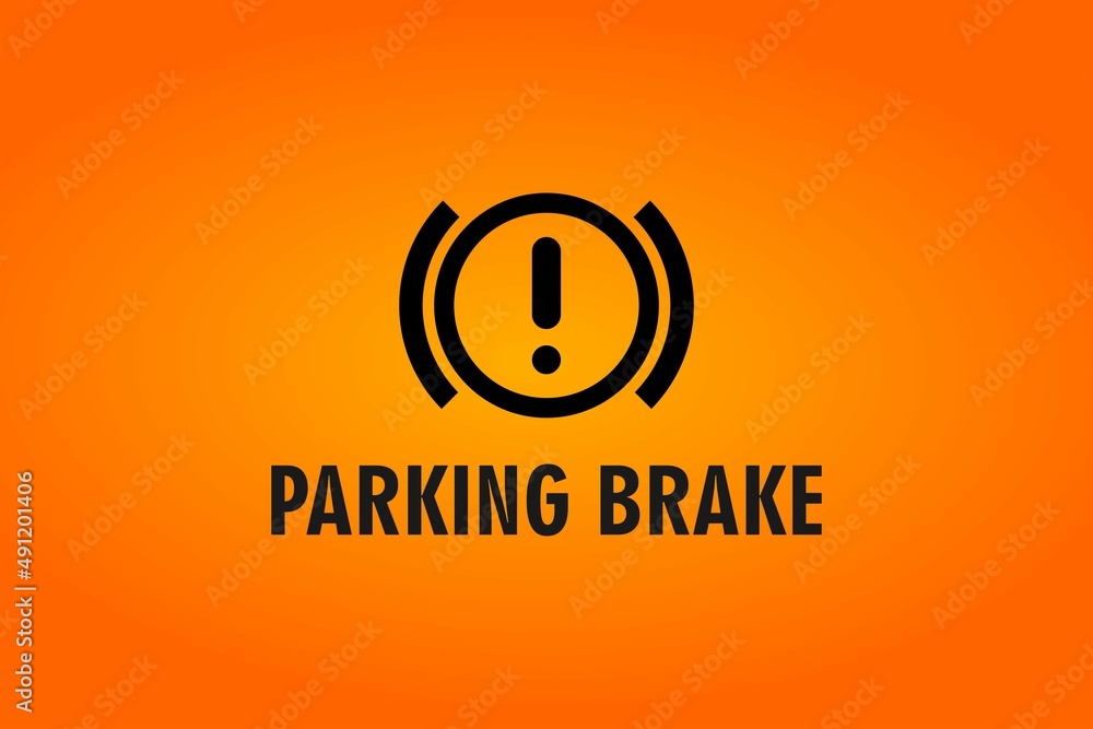 Parking Brake warning message on a gradient orange background
