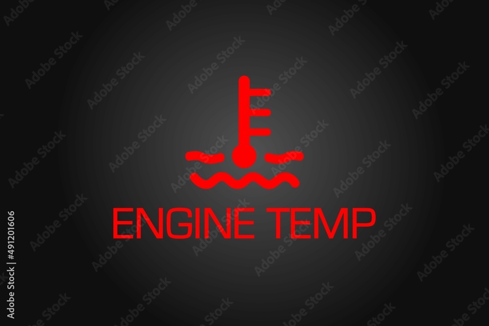 Red Engine Temp icon on a dark background Red Engine Temp icon on a dark background