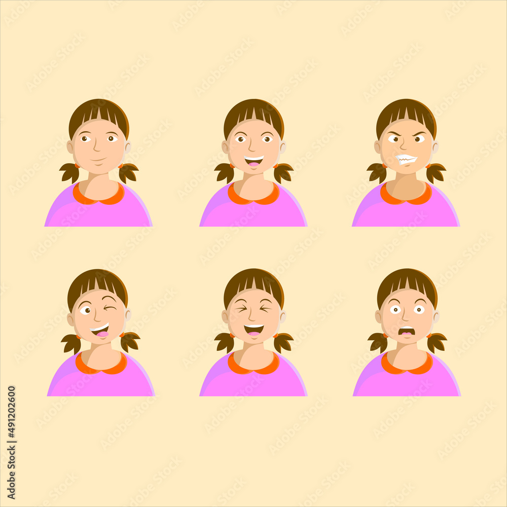woman's face with various expressions woman's face with various expressions