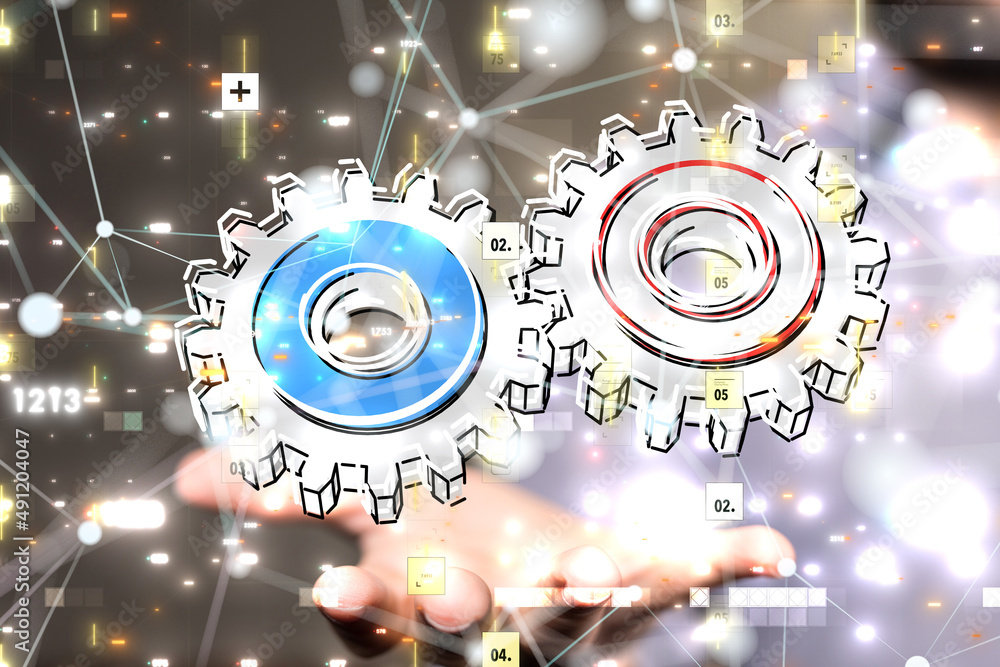 Fototapeta premium gear Technology background. Big data concept