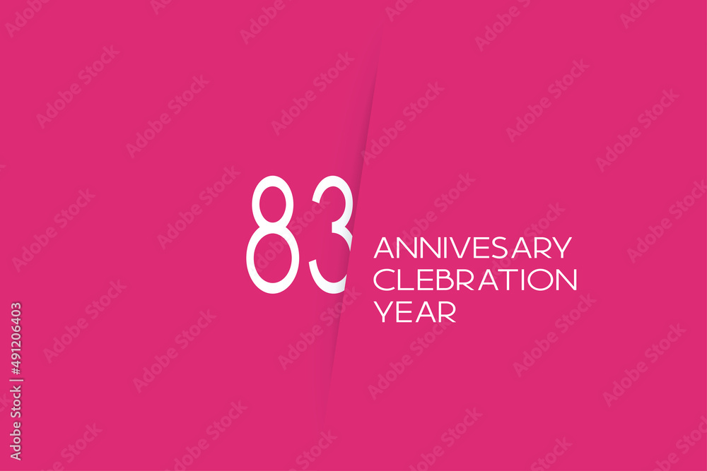 83 year anniversary anniversary celebration year,83 year anniversary. birthday invitation on red background with white numbers