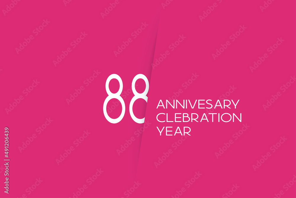 88 year anniversary anniversary celebration year,88 year anniversary. birthday invitation on red background with white numbers