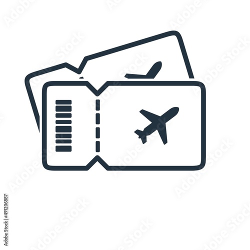 airplane ticket line icon vector.  Airplane ticket symbol design isolated on a white background.
