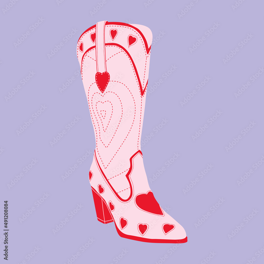 Pink Cowboy Boots Cartoon