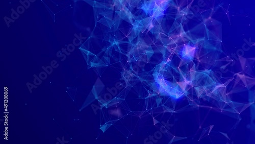 Digital Plexus background.Data technology and scientific illustration. Moving dots and lines network connection structures. 3d rendering. 4K