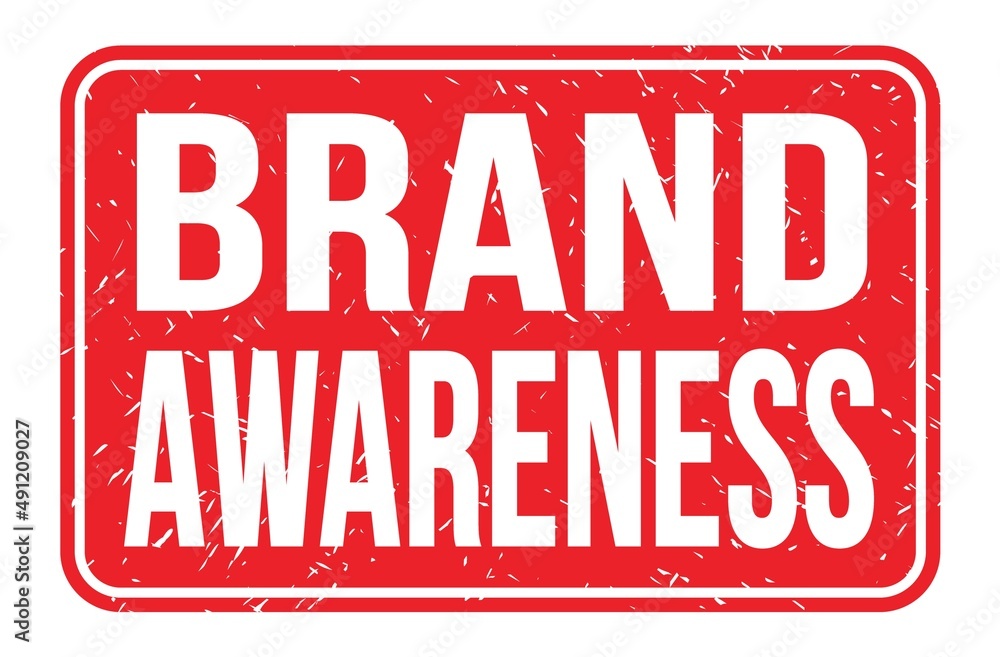 BRAND AWARENESS, words on red rectangle stamp sign BRAND AWARENESS, words on red rectangle stamp sign