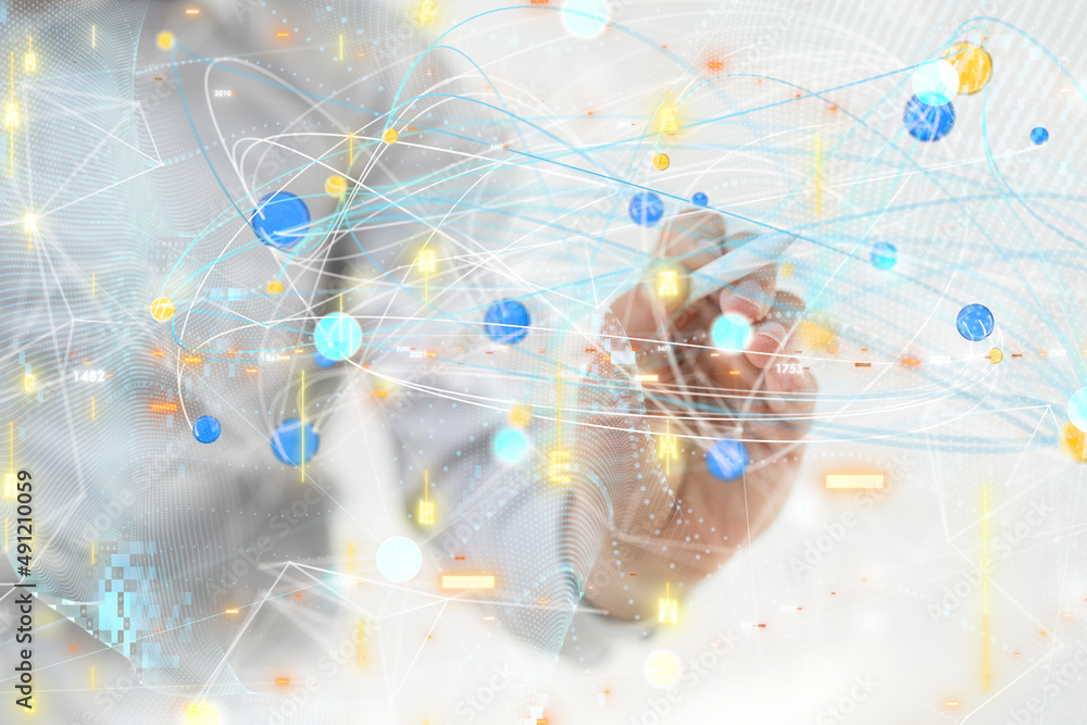 Global network. Blockchain. 3D illustration. Neural networks and artificial intelligence. Abstract Global network. Blockchain. 3D illustration. Neural networks and artificial intelligence. Abstract