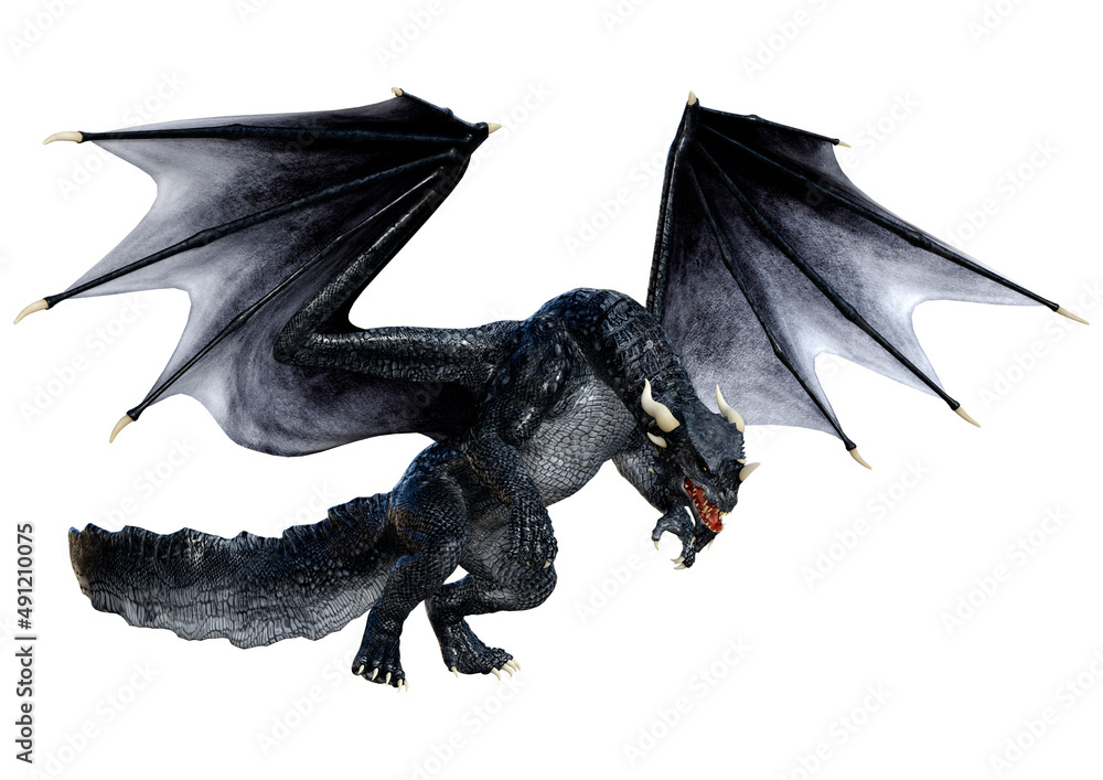 Fototapeta premium 3D Rendering Fairy Tale Dragon on White