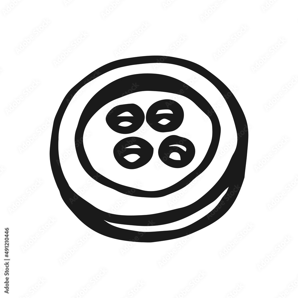 Button for sewing. Hand drawn illustration converted to vector. Button for sewing. Hand drawn illustration converted to vector.