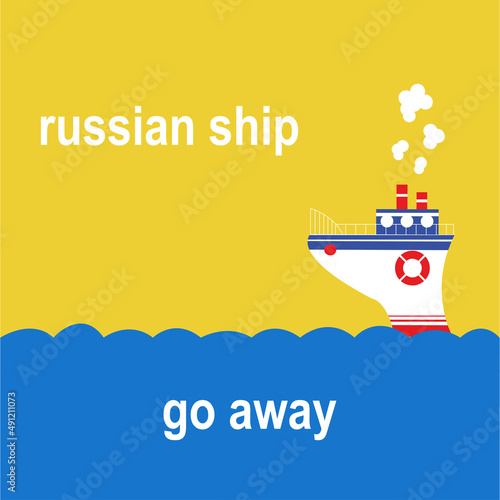 Obraz na płótnie Russian warship go away icon. War in Ukraine. f yourself Vector