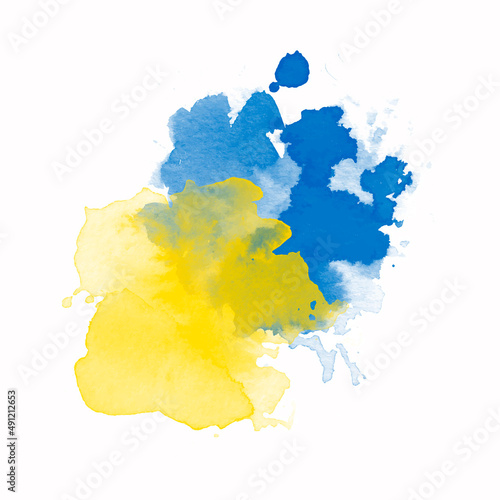 Watercolor abstraction of the patriotic flag of Ukraine on a white background. Vector illustration.