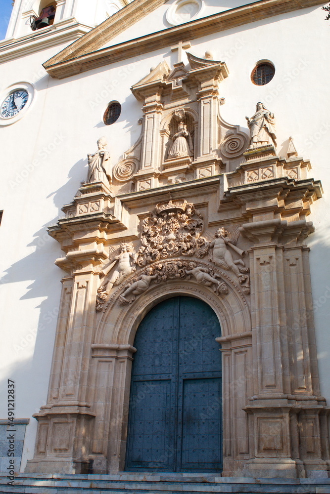 Beautiful baroque facade of the Sanctuary of the Virgen de la Fuensanta, patron saint of Murcia, located in Algezares