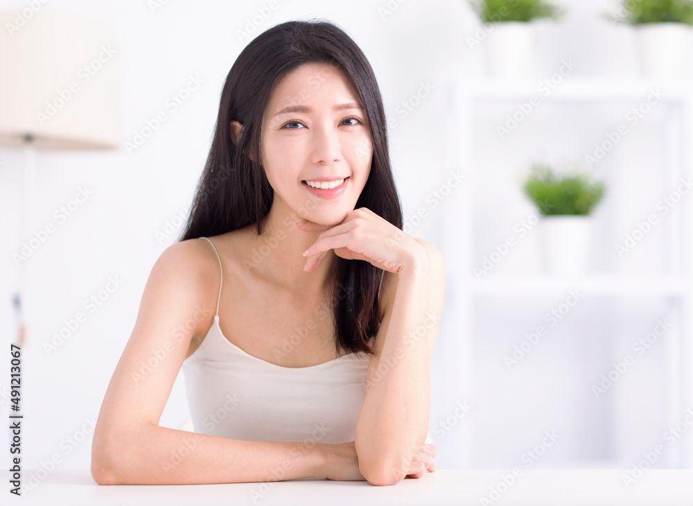 Beautiful Young asian Woman face with Clean Fresh Skin Beautiful Young asian Woman face with Clean Fresh Skin