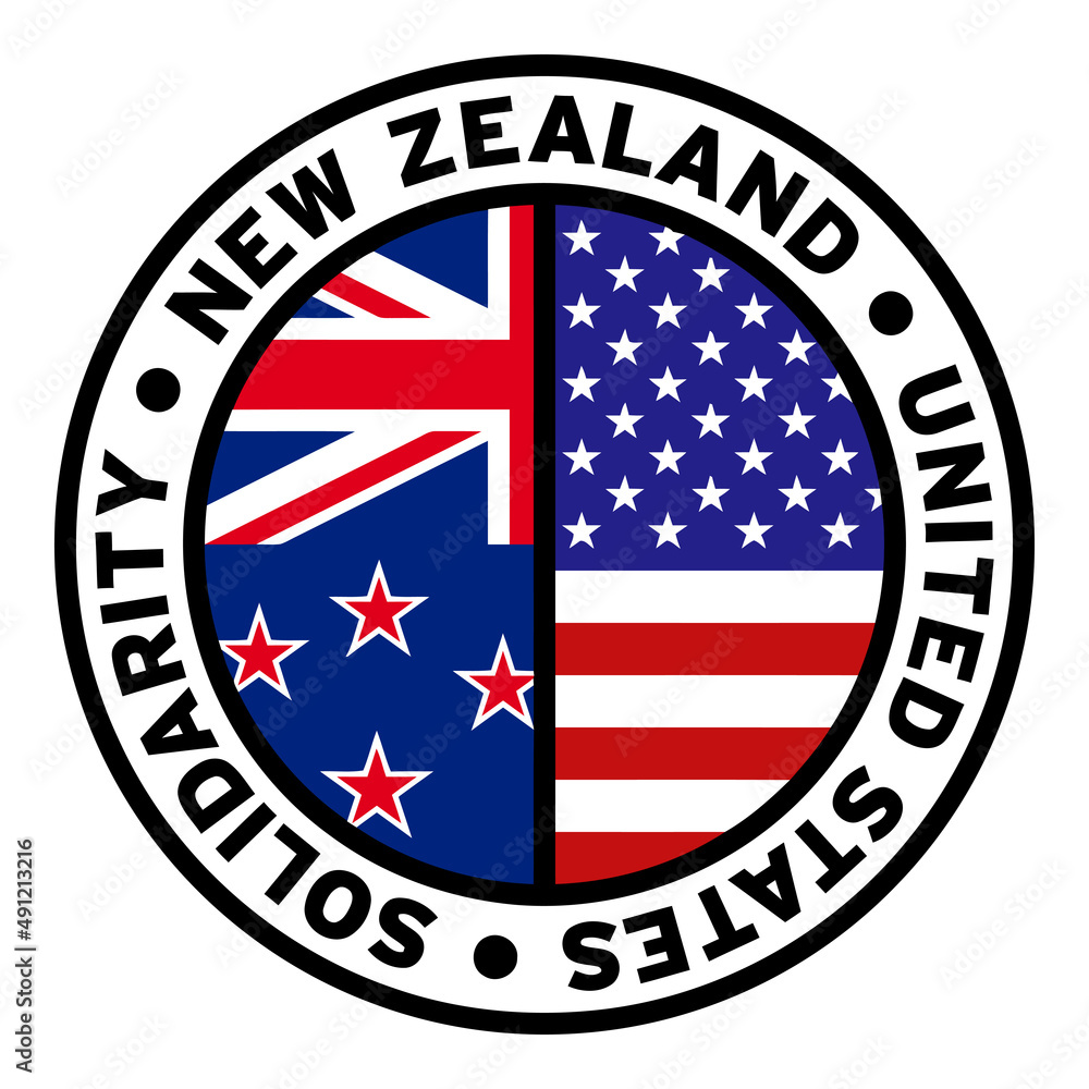 Round New Zealand United States Solidarity Flag Clipart