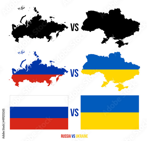 2022 Russian Invasion of Ukraine Vector Illustration. Ukraine & Russia Map & Flag.