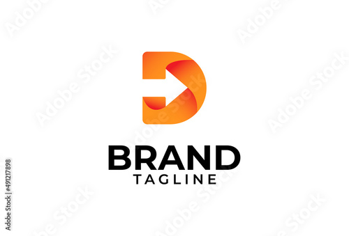 Initial D Arrow Logo. letter D with arrow inside. usable for logistic, finance and company logos, vector illustration	
