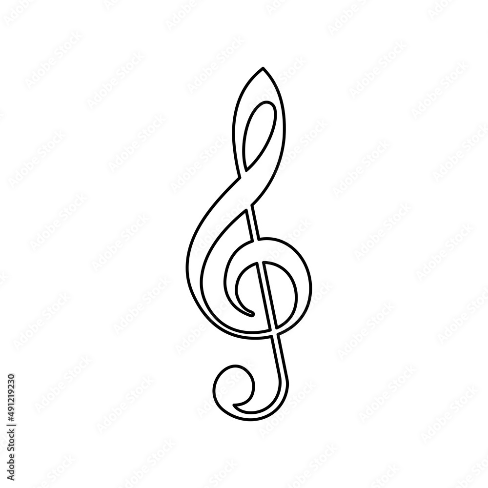 Treble clef black line icon. Music violin clef sign. G-clef. Modern flat isolated outline symbol for: illustration, infographic, logo, mobile, app, banner, web design, dev, ui, ux, gui. Vector EPS 10 Treble clef black line icon. Music violin clef sign. G-clef. Modern flat isolated outline symbol for: illustration, infographic, logo, mobile, app, banner, web design, dev, ui, ux, gui. Vector EPS 10