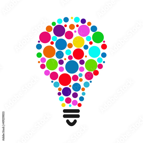 Creative idea logo concept illustration. Colorful Light bulb logo design on white background.