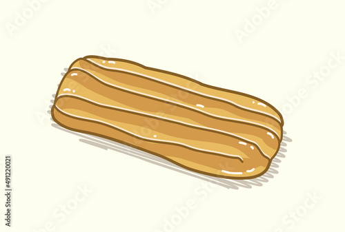 Brown rectangle bread offering for Taiwanese festival in cute flat art illustration vector design