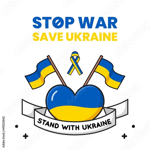 Save Ukraine, Stop War, Ukraine vs Russia. Background vector illustration of raising hand with Ukraine Flag as demonstration acts for defending ukraine against Russia attacks.