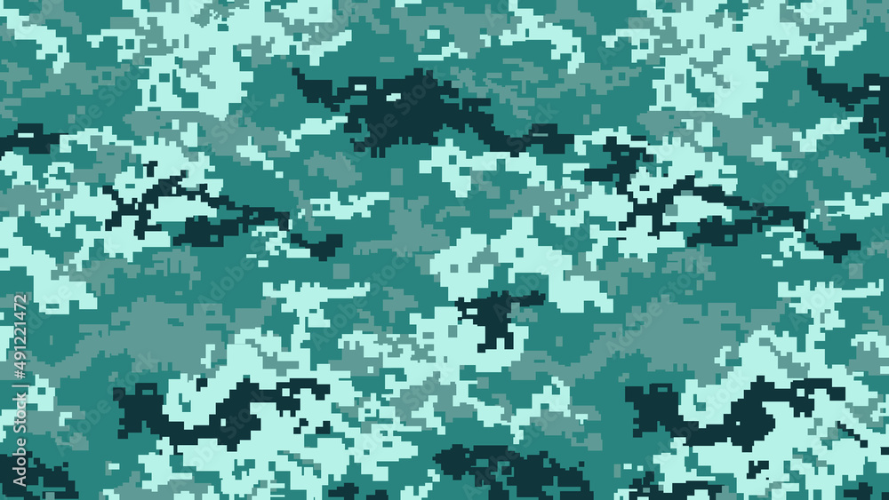 Obraz premium Military Pixel camouflage texture pattern horizontal banner illustration wallpaper