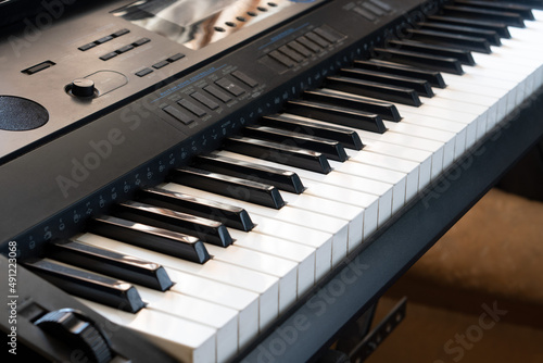 Piano keyboard close up. Piano keys