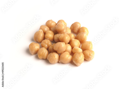 Pickled chickpeas on a white studio background