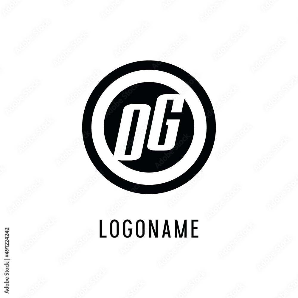 Initial OG logo concentric circle line, clean and simple monogram logo ...