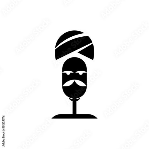 Indian Guru and Arabic podcast icon   microphone logo design. Microphone and guru icon logo Vector