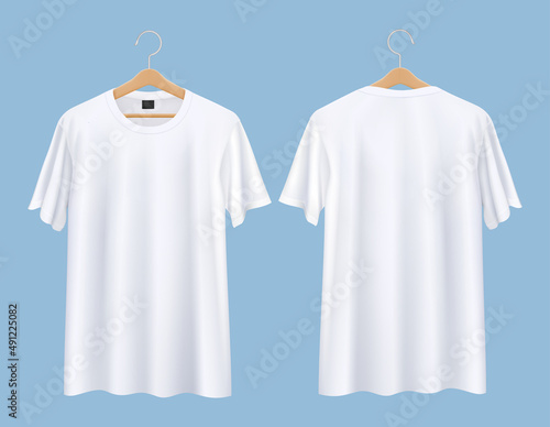 T-shirt with clothes hanger mockup front and back illustrations