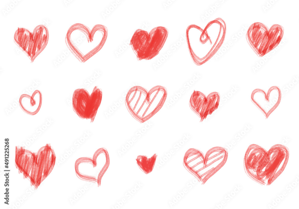 Hand drawing heart shapes. Doodle line drawing. Editable vector illustration. 