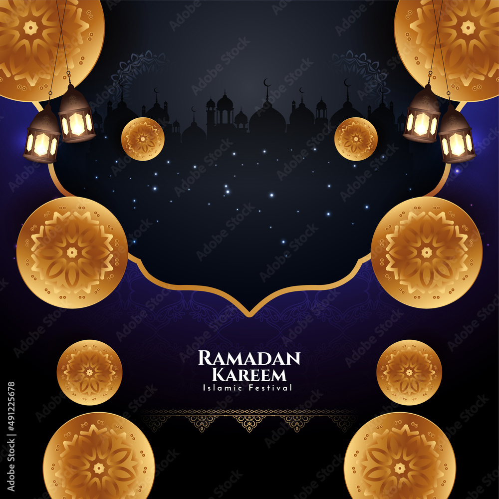 Fototapeta premium Stylish Ramadan Kareem Islamic Holy festival greeting background design