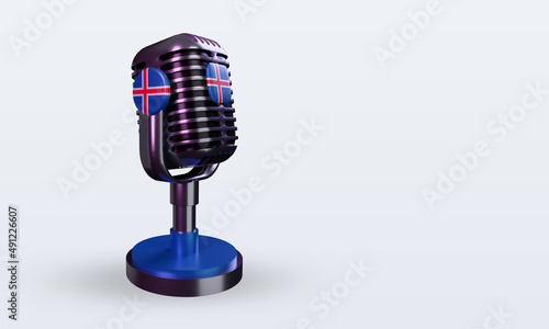 3d microphone Iceland flag rendering left view