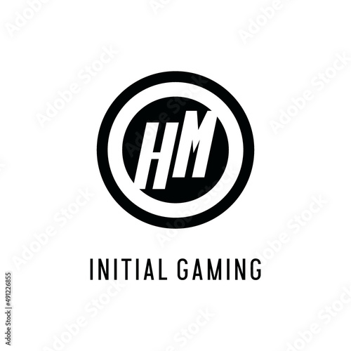 Initial HM logo concentric circle line, clean and simple monogram logo style