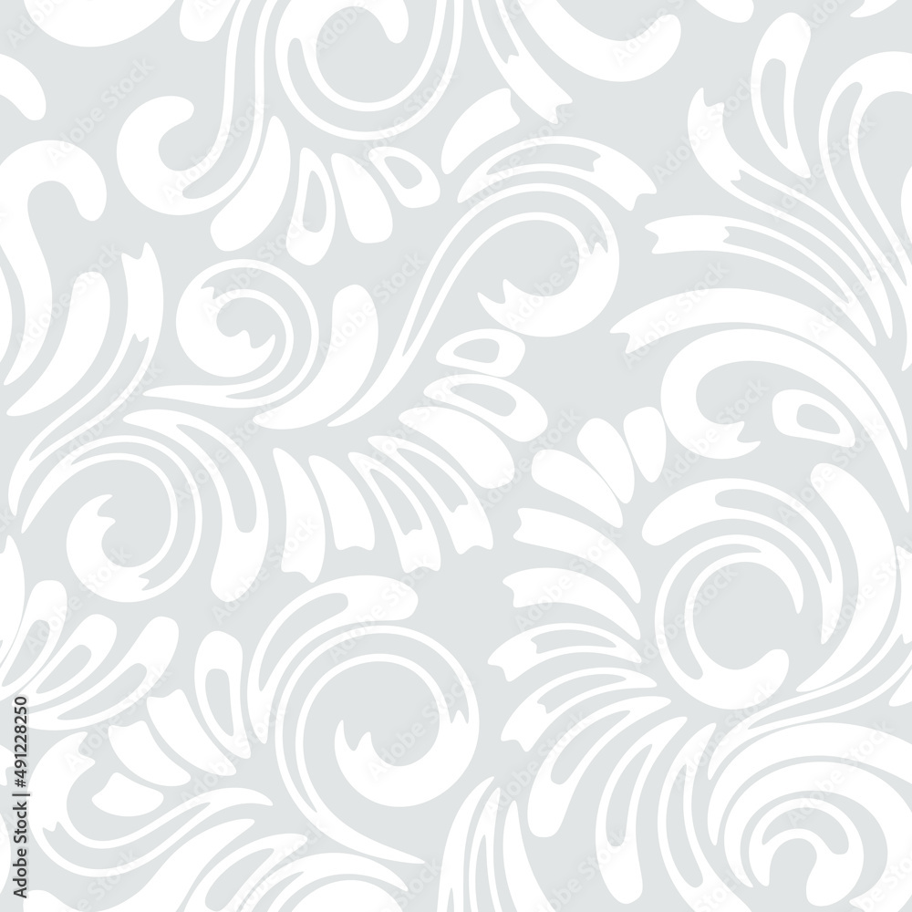 Vector seamless floral pattern. Brush curve elements background