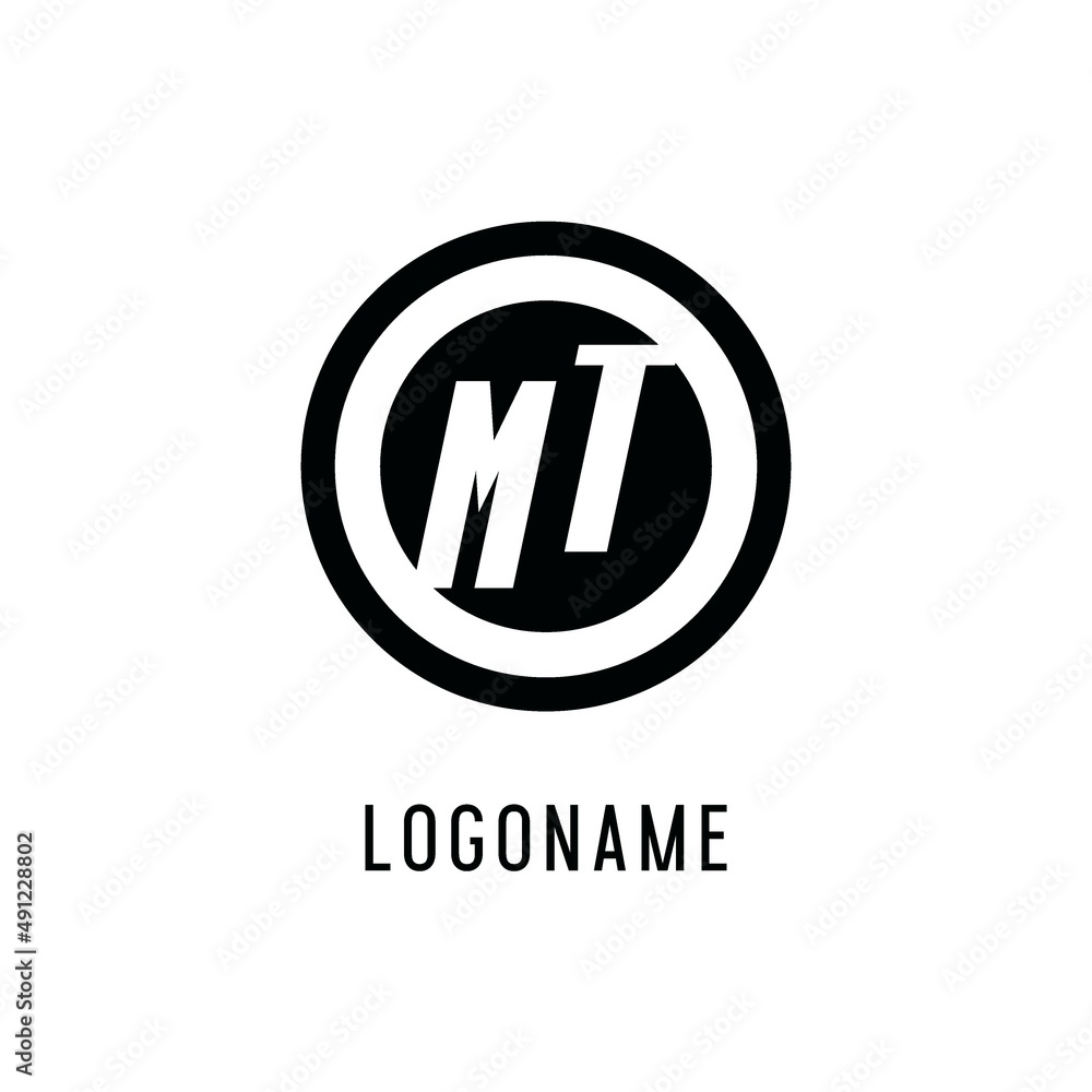 Initial MT logo concentric circle line, clean and simple monogram logo ...