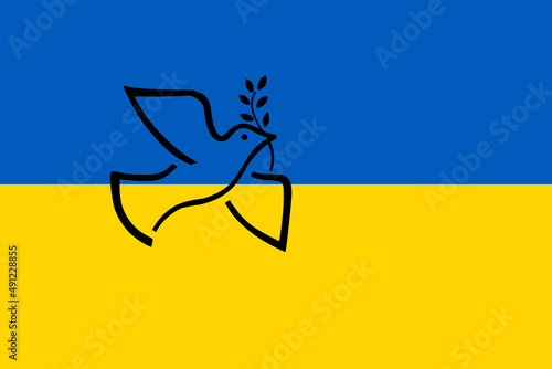 Ukraine Fahne mit Friedenstaube
