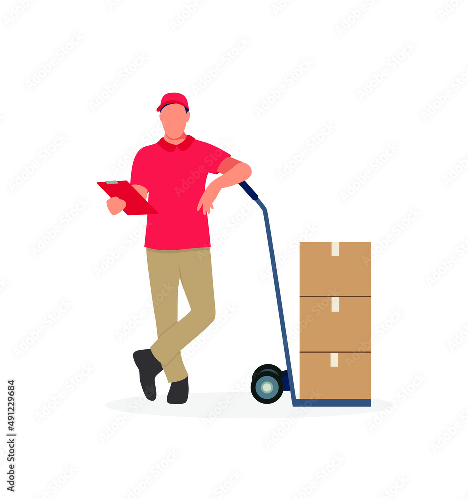 Courier with parcels isolated on white background. Vector illustration Courier with parcels isolated on white background. Vector illustration
