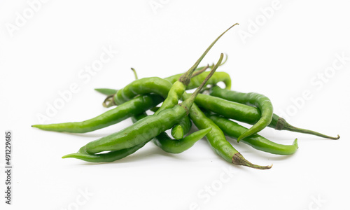 green chili pepper isolated on white background