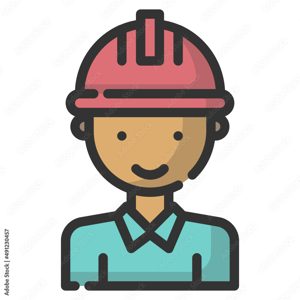 Vector engineer filled line icon, people and engineering 64x64 Pixel, white background Vector engineer filled line icon, people and engineering 64x64 Pixel, white background