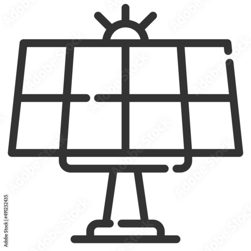 Vector solar cell outline icon, electricity and renewable power 64x64 Pixel, white background